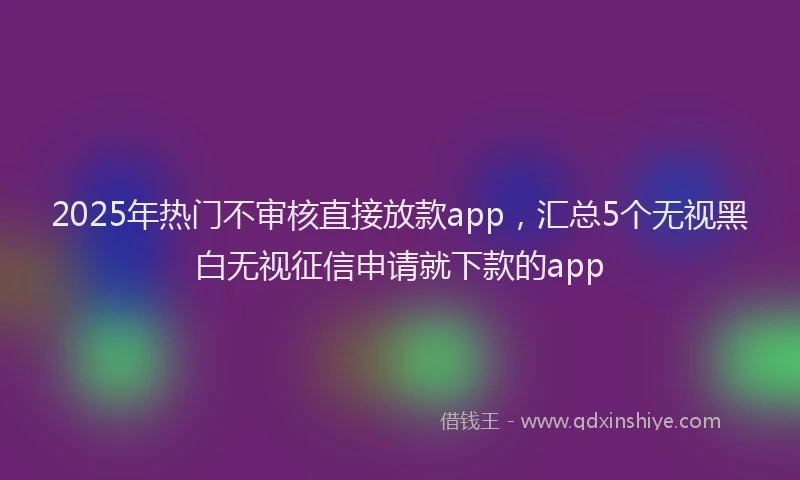 2025年热门不审核直接放款app，汇总5个无视黑白无视征信申请就下款的app