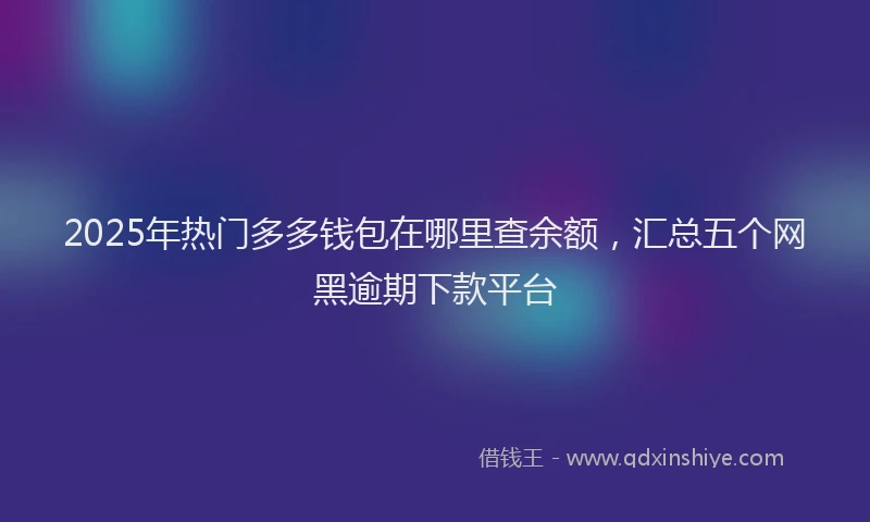 2025年热门多多钱包在哪里查余额，汇总五个网黑逾期下款平台