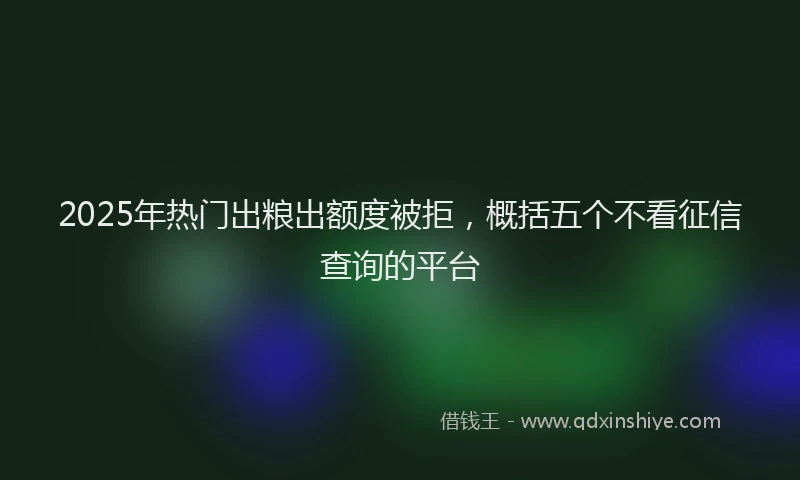 2025年热门出粮出额度被拒，概括五个不看征信查询的平台