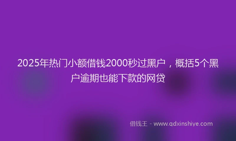 2025年热门小额借钱2000秒过黑户，概括5个黑户逾期也能下款的网贷