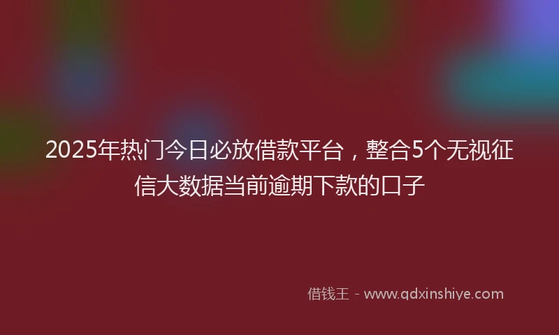 2025年热门今日必放借款平台，整合5个无视征信大数据当前逾期下款的口子