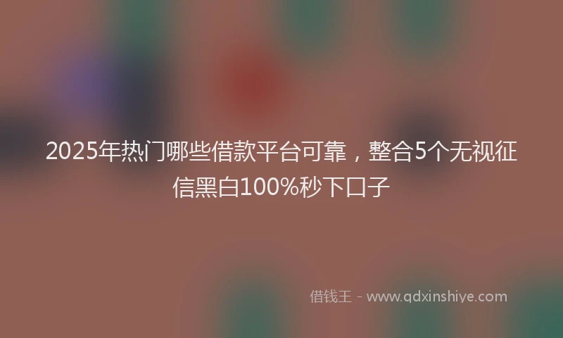 2025年热门哪些借款平台可靠，整合5个无视征信黑白100%秒下口子