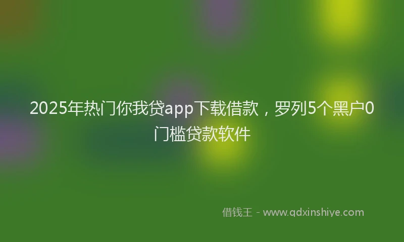 2025年热门你我贷app下载借款，罗列5个黑户0门槛贷款软件