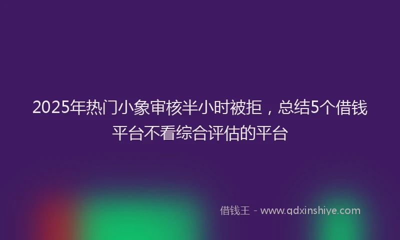 2025年热门小象审核半小时被拒，总结5个借钱平台不看综合评估的平台