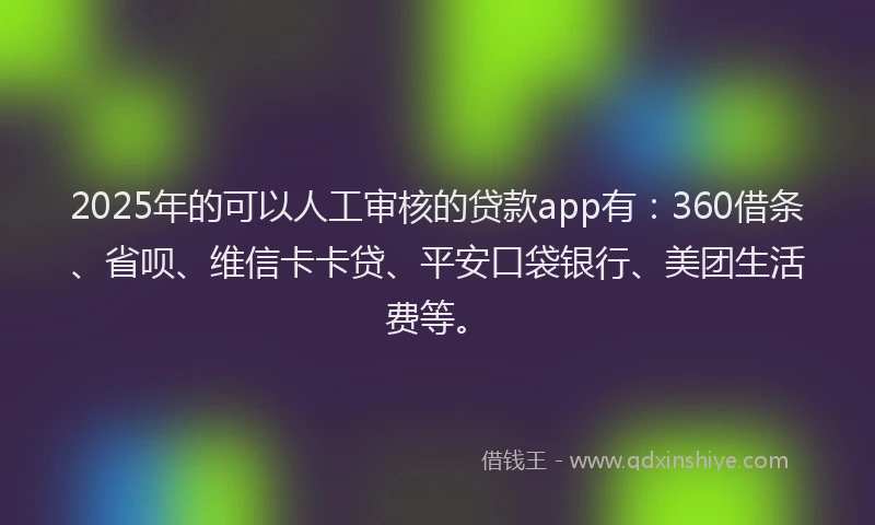 2025年的可以人工审核的贷款app有：360借条、省呗、维信卡卡贷、平安口袋银行、美团生活费等。