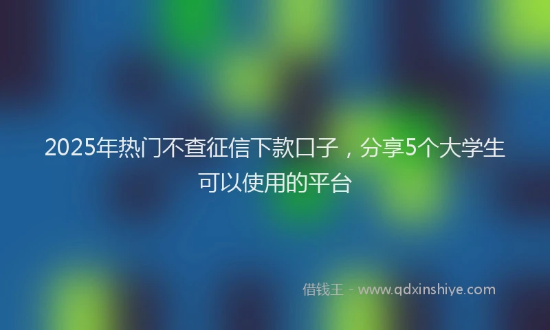 2025年热门不查征信下款口子，分享5个大学生可以使用的平台