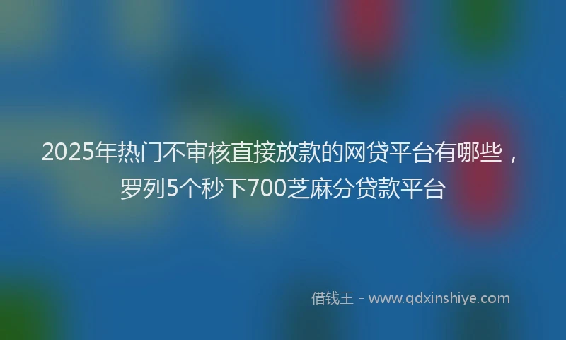 2025年热门不审核直接放款的网贷平台有哪些，罗列5个秒下700芝麻分贷款平台
