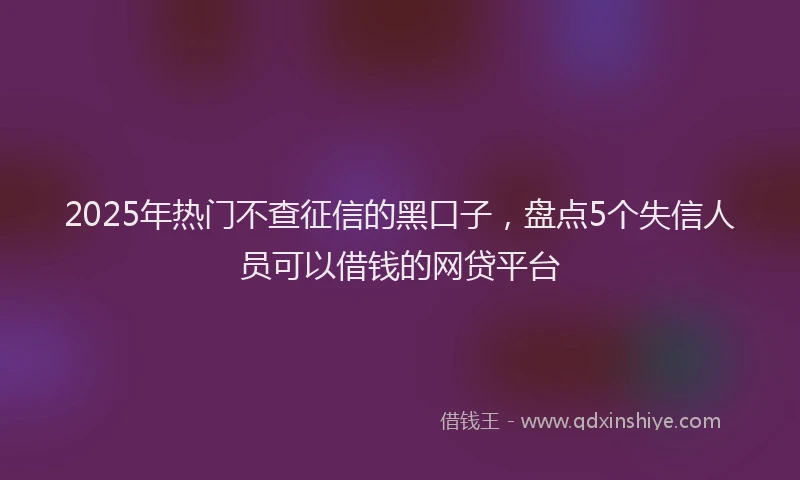 2025年热门不查征信的黑口子，盘点5个失信人员可以借钱的网贷平台