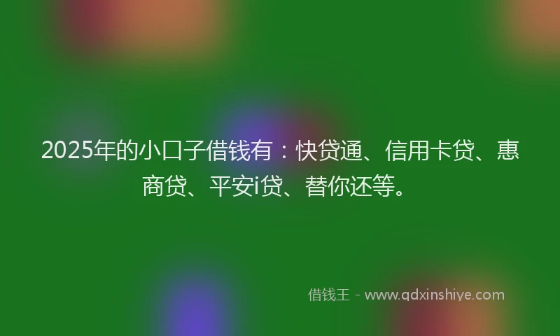 2025年的小口子借钱有：快贷通、信用卡贷、惠商贷、平安i贷、替你还等。