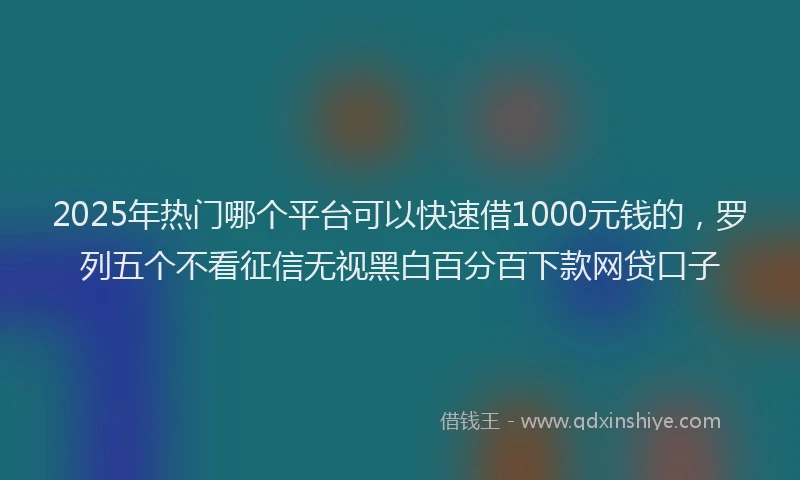 2025年热门哪个平台可以快速借1000元钱的，罗列五个不看征信无视黑白百分百下款网贷口子