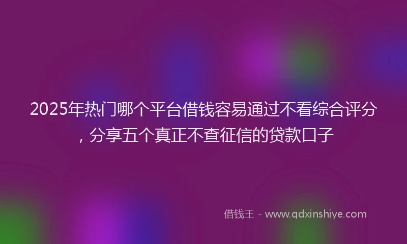 2025年热门哪个平台借钱容易通过不看综合评分，分享五个真正不查征信的贷款口子
