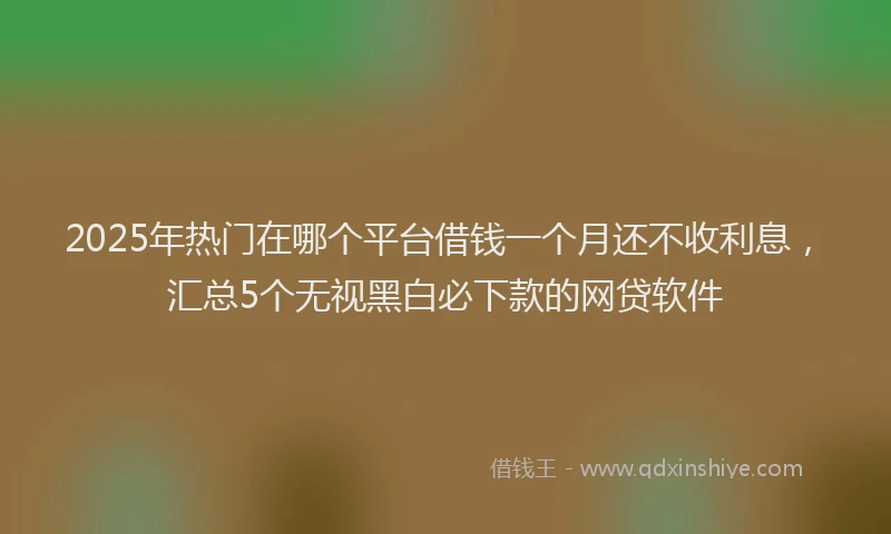 2025年热门在哪个平台借钱一个月还不收利息，汇总5个无视黑白必下款的网贷软件