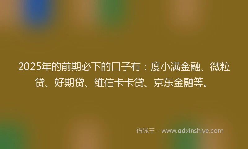 2025年的前期必下的口子有：度小满金融、微粒贷、好期贷、维信卡卡贷、京东金融等。