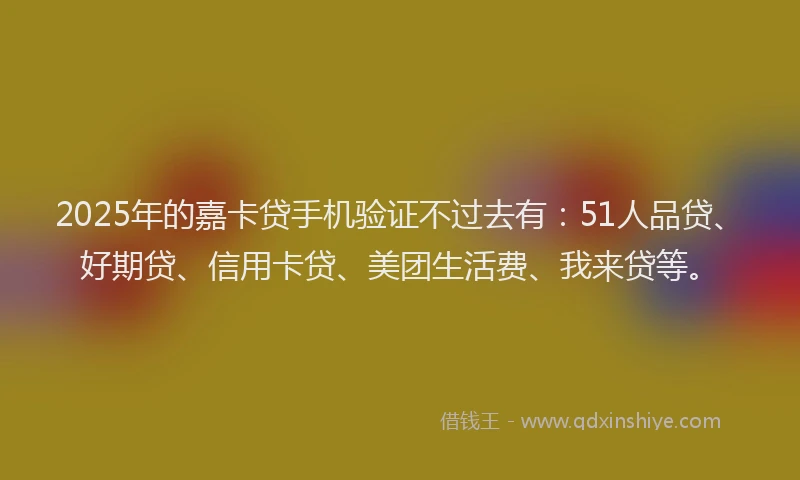 2025年的嘉卡贷手机验证不过去有：51人品贷、好期贷、信用卡贷、美团生活费、我来贷等。