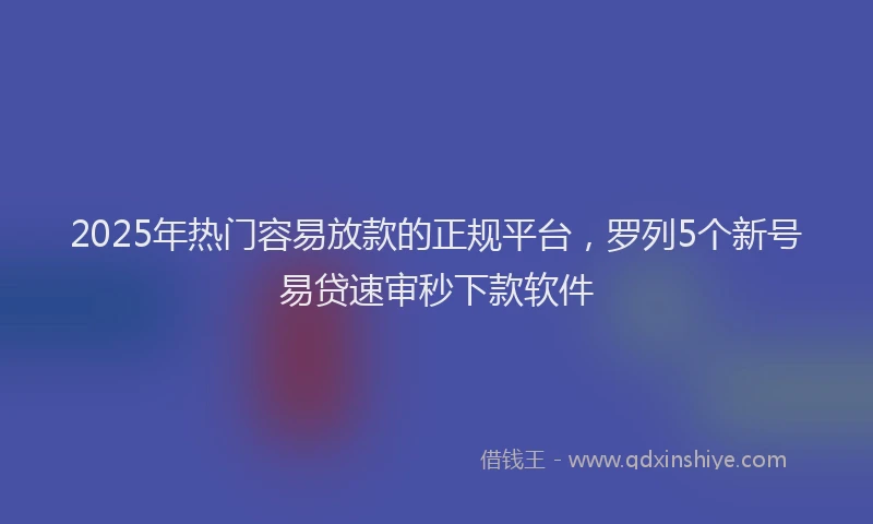 2025年热门容易放款的正规平台，罗列5个新号易贷速审秒下款软件