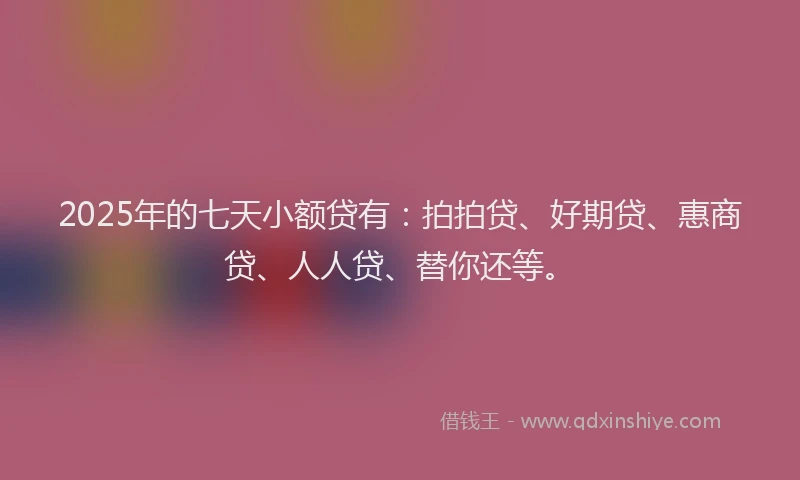 2025年的七天小额贷有：拍拍贷、好期贷、惠商贷、人人贷、替你还等。