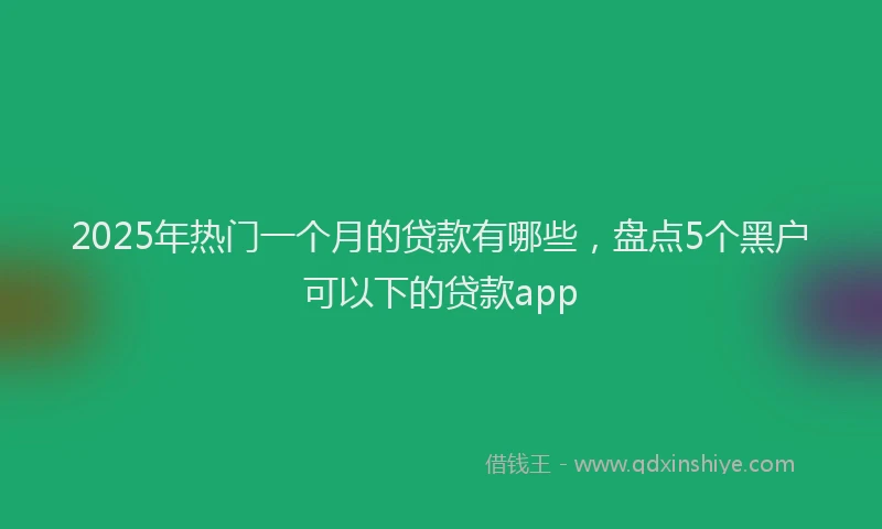2025年热门一个月的贷款有哪些，盘点5个黑户可以下的贷款app