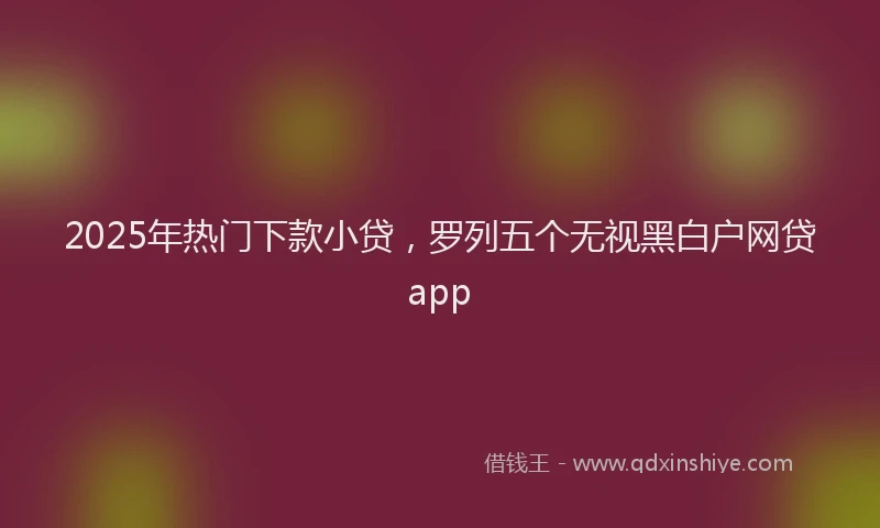 2025年热门下款小贷，罗列五个无视黑白户网贷app