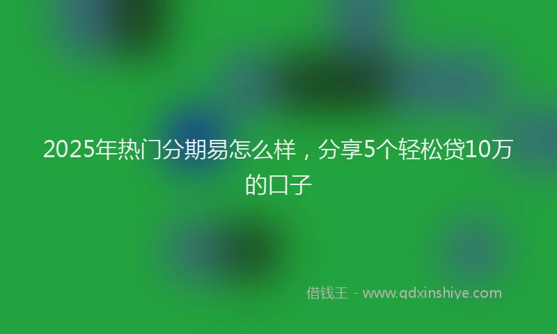 2025年热门分期易怎么样，分享5个轻松贷10万的口子