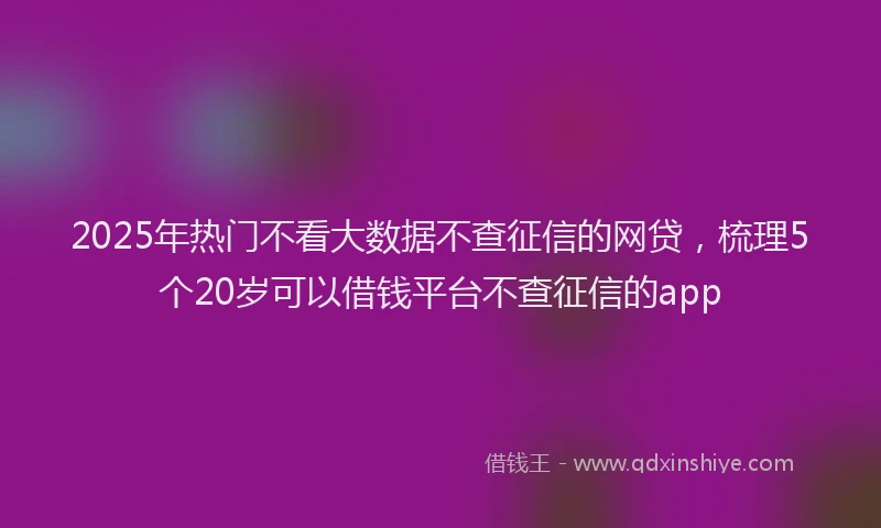 2025年热门不看大数据不查征信的网贷，梳理5个20岁可以借钱平台不查征信的app