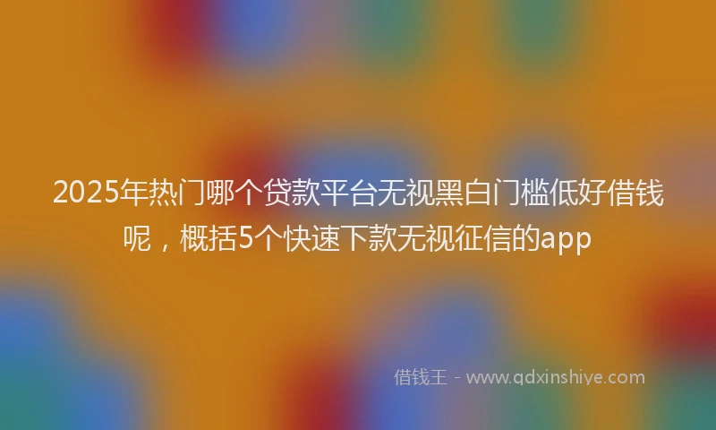 2025年热门哪个贷款平台无视黑白门槛低好借钱呢，概括5个快速下款无视征信的app