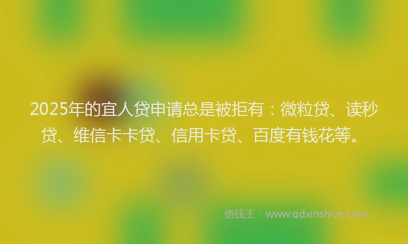 2025年的宜人贷申请总是被拒有：微粒贷、读秒贷、维信卡卡贷、信用卡贷、百度有钱花等。