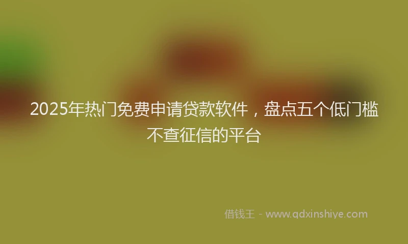 2025年热门免费申请贷款软件，盘点五个低门槛不查征信的平台