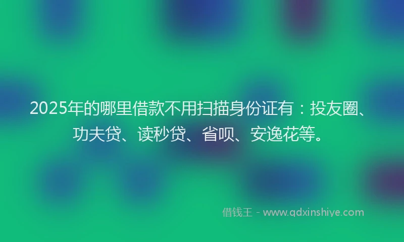 2025年的哪里借款不用扫描身份证有：投友圈、功夫贷、读秒贷、省呗、安逸花等。