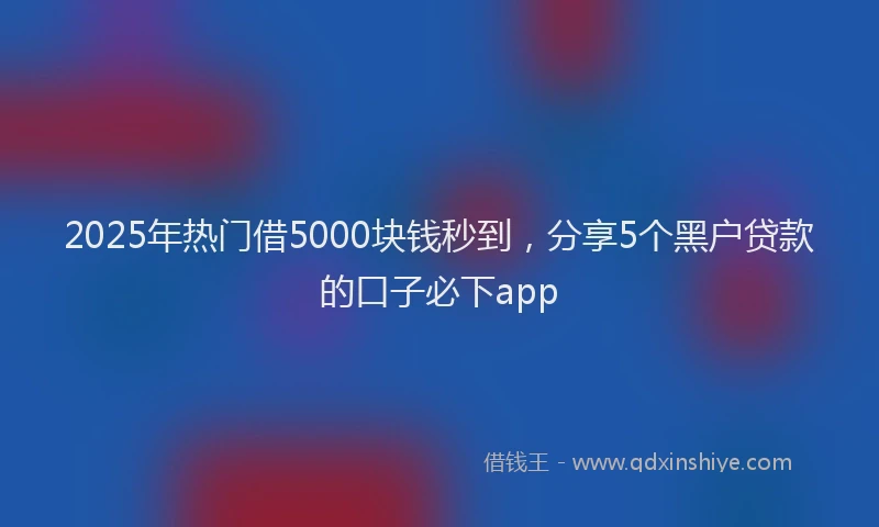 2025年热门借5000块钱秒到，分享5个黑户贷款的口子必下app