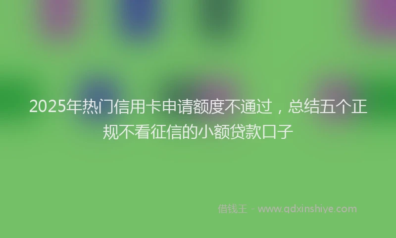 2025年热门信用卡申请额度不通过，总结五个正规不看征信的小额贷款口子