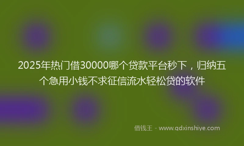 2025年热门借30000哪个贷款平台秒下，归纳五个急用小钱不求征信流水轻松贷的软件