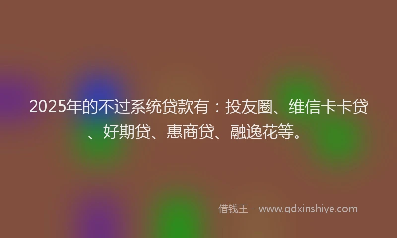 2025年的不过系统贷款有：投友圈、维信卡卡贷、好期贷、惠商贷、融逸花等。
