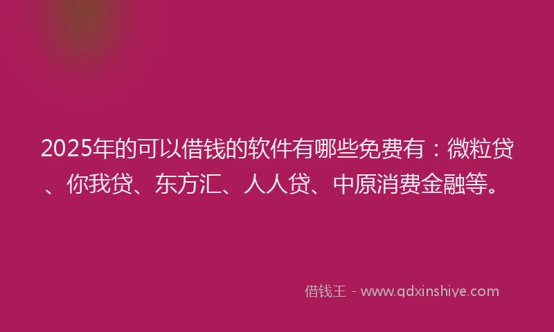 2025年的可以借钱的软件有哪些免费有：微粒贷、你我贷、东方汇、人人贷、中原消费金融等。