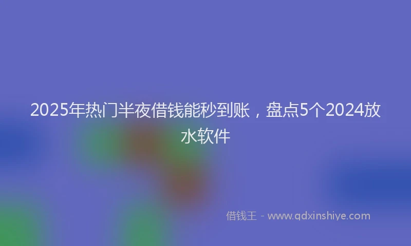 2025年热门半夜借钱能秒到账，盘点5个2024放水软件