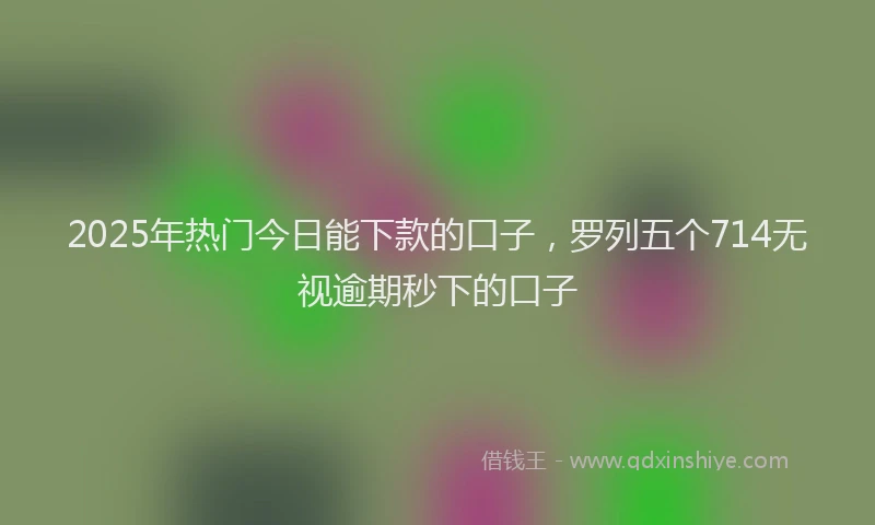 2025年热门今日能下款的口子，罗列五个714无视逾期秒下的口子