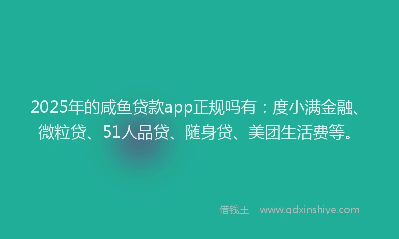 2025年的咸鱼贷款app正规吗有：度小满金融、微粒贷、51人品贷、随身贷、美团生活费等。