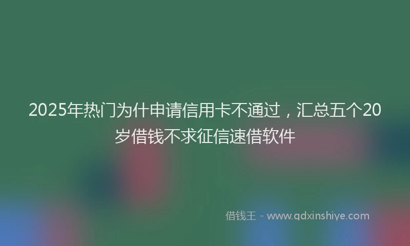 2025年热门为什申请信用卡不通过，汇总五个20岁借钱不求征信速借软件