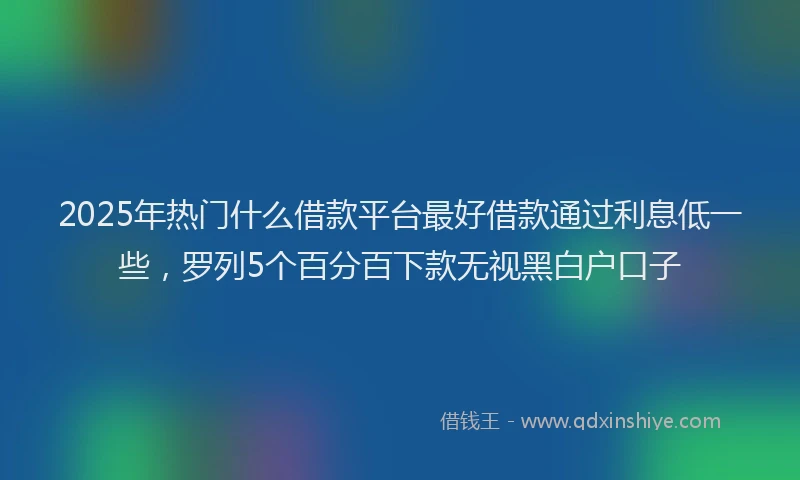 2025年热门什么借款平台最好借款通过利息低一些，罗列5个百分百下款无视黑白户口子