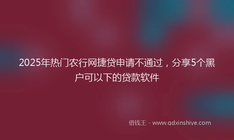 2025年热门农行网捷贷申请不通过，分享5个黑户可以下的贷款软件