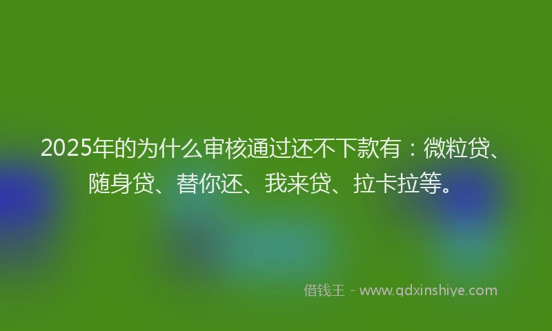 2025年的为什么审核通过还不下款有：微粒贷、随身贷、替你还、我来贷、拉卡拉等。