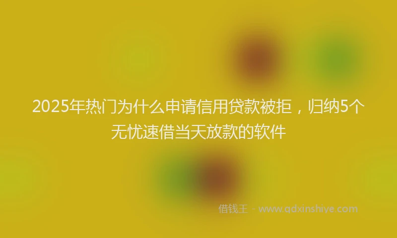 2025年热门为什么申请信用贷款被拒，归纳5个无忧速借当天放款的软件