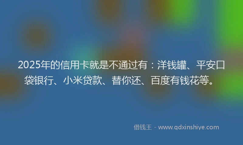 2025年的信用卡就是不通过有：洋钱罐、平安口袋银行、小米贷款、替你还、百度有钱花等。