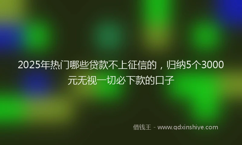 2025年热门哪些贷款不上征信的，归纳5个3000元无视一切必下款的口子