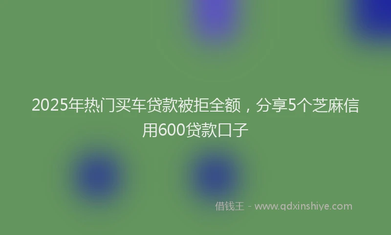 2025年热门买车贷款被拒全额，分享5个芝麻信用600贷款口子