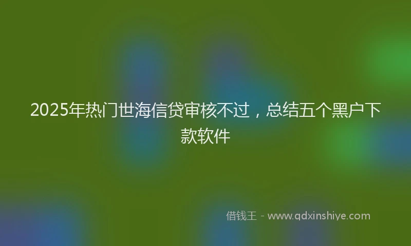 2025年热门世海信贷审核不过，总结五个黑户下款软件