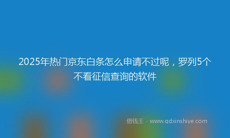 2025年热门京东白条怎么申请不过呢，罗列5个不看征信查询的软件