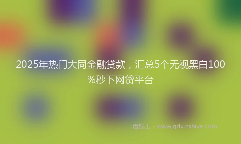 2025年热门大同金融贷款，汇总5个无视黑白100%秒下网贷平台