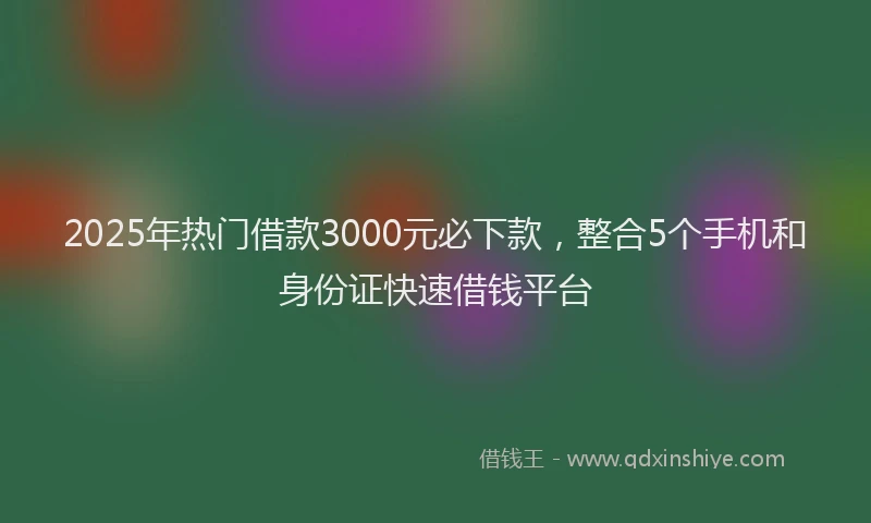 2025年热门借款3000元必下款，整合5个手机和身份证快速借钱平台