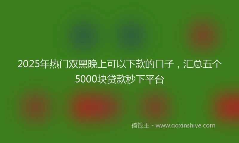 2025年热门双黑晚上可以下款的口子，汇总五个5000块贷款秒下平台