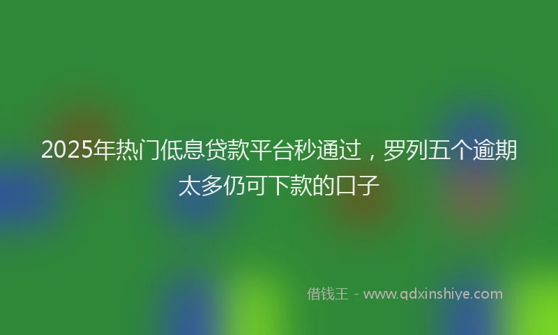 2025年热门低息贷款平台秒通过，罗列五个逾期太多仍可下款的口子